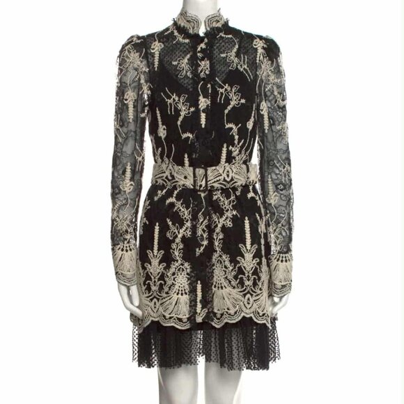 Alexis-Lace Pattern Knee-Length Dress Size: S